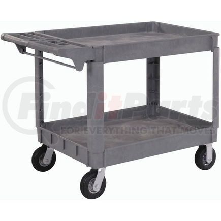 Global Industrial 242085 Global Industrial&#153; Deluxe Tray Top Plastic Utility Cart, 2 Shelf, 46"Lx25"W, 6" Casters, Gray