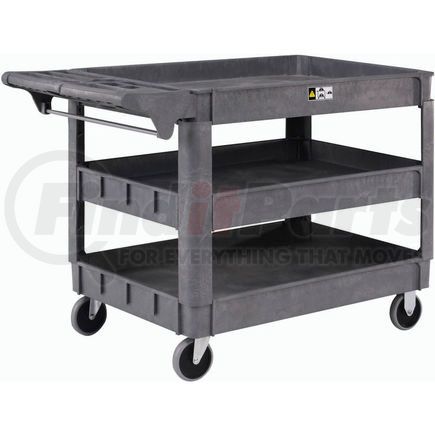 Global Industrial 242086 Global Industrial&#153; Deluxe Tray Top Plastic Utility Cart, 3 Shelf, 46"Lx25"W, 5" Casters, Gray