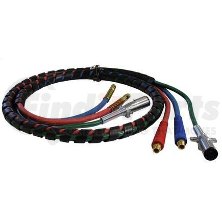 Tectran 13A1001S Air Brake Hose and Power Cable Assembly - 10 ft., Red and Blue, 3-in-1, Industry Grade