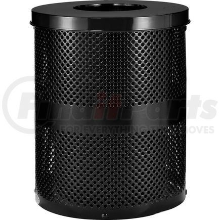 Global Industrial 261925BK Global Industrial&#153; Outdoor Perforated Steel Trash Can With Flat Lid, 36 Gallon, Black