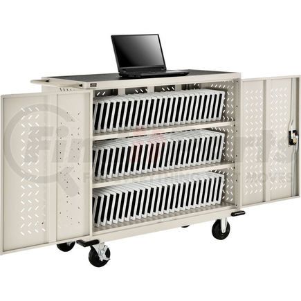 Global Industrial 987878PYA Global Industrial&#153; Mobile Storage & Charging Cart for 75 iPads & Tablets, Putty, Assembled