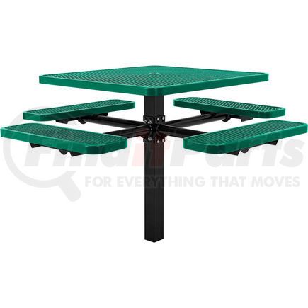 GLOBAL INDUSTRIAL 695293GN Global Industrial&#153; 46" Square In-Ground Mount Outdoor Steel Picnic Table, Expanded Metal, Green