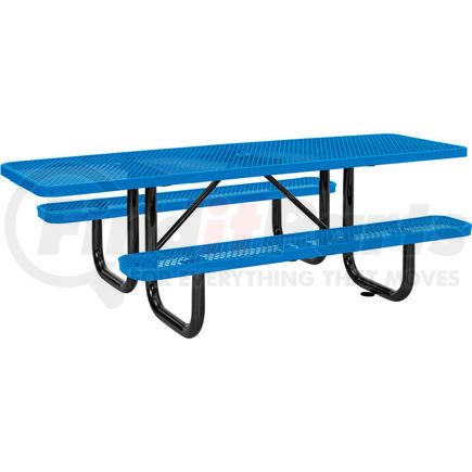 Global Industrial 695289BL Global Industrial&#153; 8 ft. ADA Outdoor Steel Picnic Table, Expanded Metal, Blue