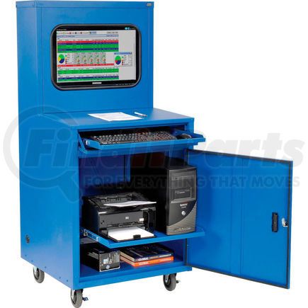 Global Industrial 249190ABL Global Industrial&#8482; Deluxe LCD Industrial Computer Cabinet, Blue, Assembled