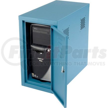 GLOBAL INDUSTRIAL 253700BL Global Industrial&#8482; Security Computer CPU Enclosed Cabinet Side Car, Blue