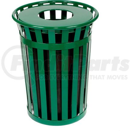 Global Industrial 237726GN Global Industrial&#153; Outdoor Slatted Steel Trash Can With Liner, 36 Gallon, Green