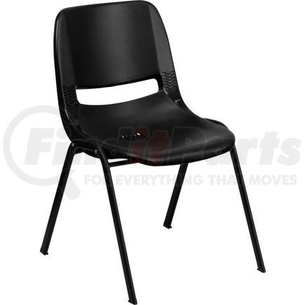 Global Industrial RUT-EO1-BK-GG Flash Furniture Ergonomic Shell Stack Chair  - Plastic - Black - Hercules Series