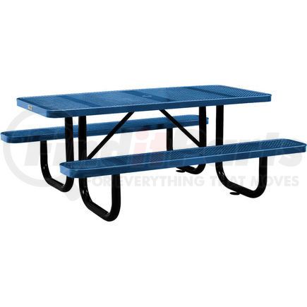 Global Industrial 694553BL Global Industrial&#153; 6 ft. Rectangular Outdoor Steel Picnic Table, Perforated Metal, Blue