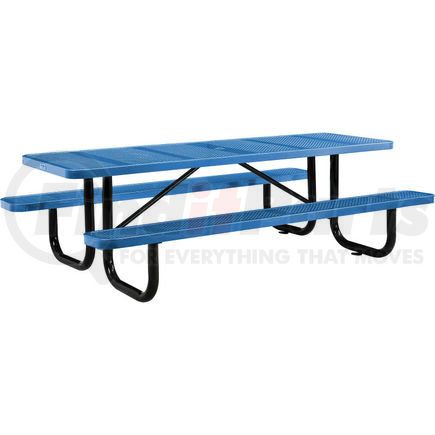 Global Industrial 694555BL Global Industrial&#153; 8 ft. Rectangular Outdoor Steel Picnic Table, Perforated Metal, Blue