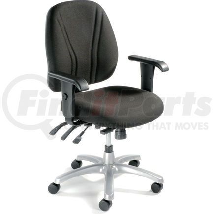 GLOBAL INDUSTRIAL 506575BK Interion&#174; Multifunction Chair With Mid Back, Adjustable Arms, Fabric, Black Seat/Silver Base