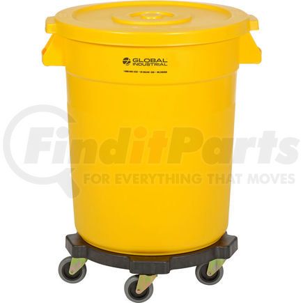 Global Industrial 240458YLB Global Industrial&#153; Plastic Trash Can with Lid & Dolly - 20 Gallon Yellow