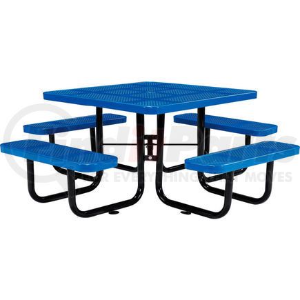 GLOBAL INDUSTRIAL 694551BL Global Industrial&#153; 46" Square Outdoor Steel Picnic Table, Perforated Metal, Blue