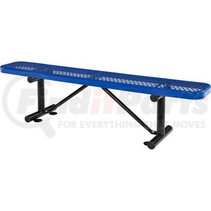 Global Industrial 277156BL Global Industrial&#8482; 6 ft. Outdoor Steel Flat Bench - Expanded Metal - Blue