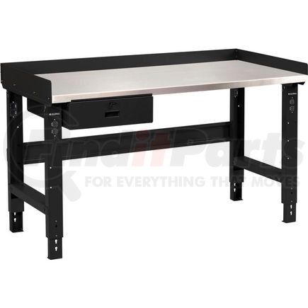 Global Industrial 239126ABK Global Industrial™ 72 x 30 Adj Height Workbench w/Drawer, Black- Stainless Steel Square Top