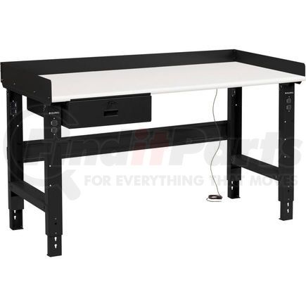Global Industrial 250226ABK Global Industrial™ 72 x 30 Adj Height Workbench w/Drawer, Black- ESD Safety Edge Top