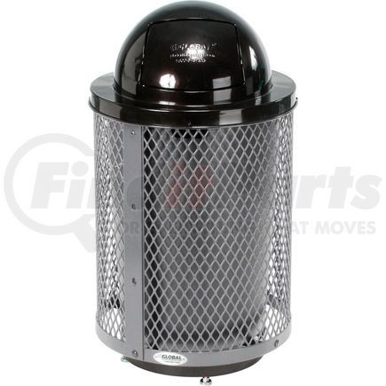 Global Industrial 261948GYD Global Industrial&#153; Outdoor Diamond Steel Trash Can With Dome Lid & Base, 36 Gallon, Gray