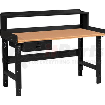 Global Industrial 183163BBK Global Industrial™ 60 x 36 Adj Height Workbench w/Drawer&Riser, BK- Shop Top Square Edge Top