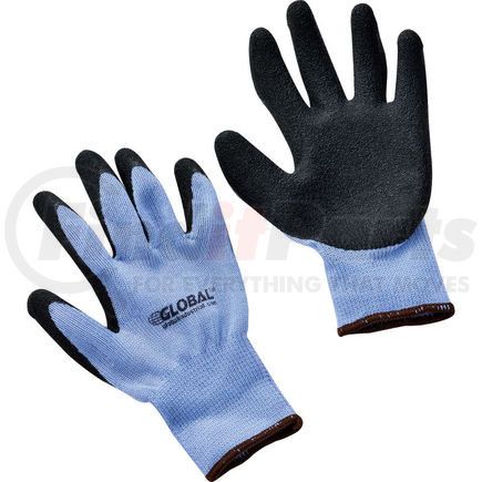 Global Industrial 708348L Global Industrial&#8482; Crinkle Latex Coated Gloves, Polyester Knit, Black/Blue, Large, 1-Pair