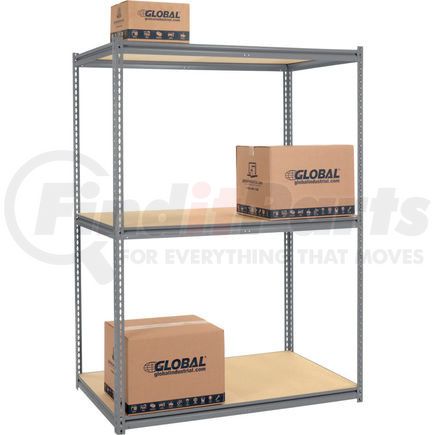 Global Industrial 580895GY Global Industrial&#153; High Cap. Starter Rack 60Wx48Dx84H 3 Levels Wood Deck 1300lb Per Shelf GRY
