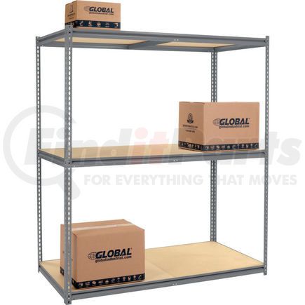 Global Industrial 580896GY Global Industrial&#153; High Cap. Starter Rack 72Wx24Dx84H 3 Levels Wood Deck 1000lb Per Shelf GRY