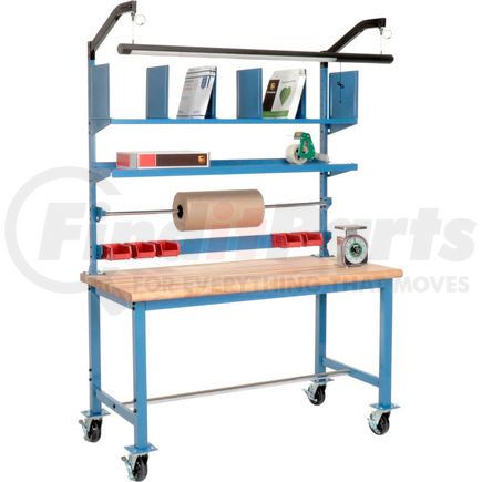 Global Industrial 244198A Global Industrial™ Mobile Packing Workbench Maple Butcher Block Safety Edge 72 x 30 - Riser Kit