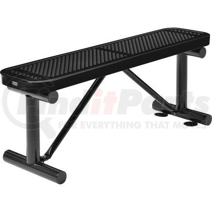 Global Industrial 695742BK Global Industrial&#8482; 4 ft. Outdoor Steel Flat Bench - Perforated Metal - Black