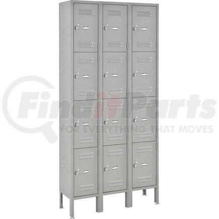 Global Industrial 493484GY Global Industrial&#153; Four Tier 12 Door Global Lockers, 12"Wx15"Dx18"H, Gray, Assembled