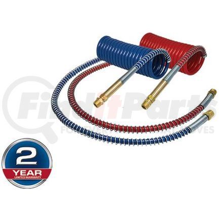 Tectran 17220-40H Air Brake Hose Assembly - 20 ft., Coil, Red and Blue, Industry Grade, with Brass Handle