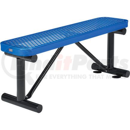 Global Industrial 695741BL Global Industrial&#8482; 4 ft. Outdoor Steel Flat Bench - Expanded Metal - Blue