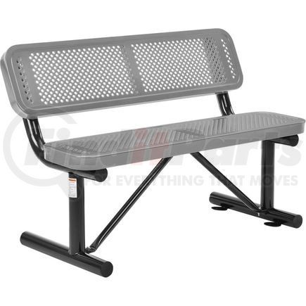GLOBAL INDUSTRIAL 695744GY Global Industrial&#8482; 4 ft. Outdoor Steel Bench with Backrest - Perforated Metal - Gray