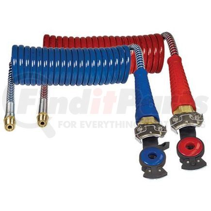 Tectran 17A1540HA Air Brake Hose Assembly - 15 ft., Coil, Red and Blue, with Anodized Gladhands