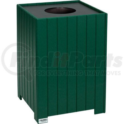 Global Industrial 641322GN Global Industrial&#153; Recycled Plastic Square Trash Can With Liner, 32 Gallon, Green