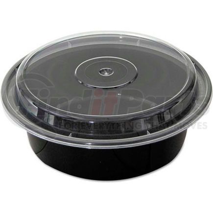 United Stationers NC729B VERSAtainer Microwavable Round Containers, 32 oz., 7" Diameter, Black/Clear - 150 Pack