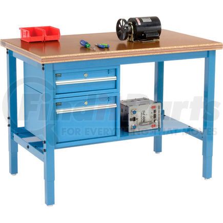 Global Industrial 319284BL Global Industrial&#153; 48 x 30 Production Workbench - Shop Top Safety Edge - Drawers & Shelf - Blue