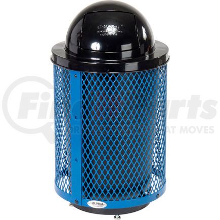 Global Industrial 261948BLD Global Industrial&#153; Outdoor Steel Diamond Trash Can With Dome Lid & Base, 36 Gallon, Blue