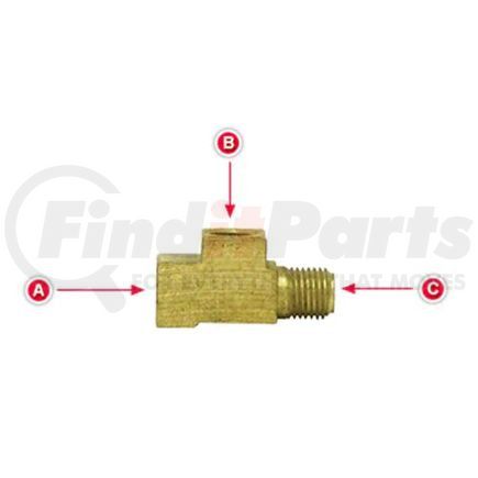 Tectran 47900 Inverted Flare Fitting - Brass, 3/16 (3/8-24 in. Tube Size A, Towed Trailer Brake Tee