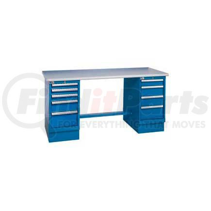 Global Industrial 253872 60x30 Safety Plastic Pedestal Workbench with 8 Drawers