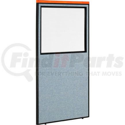 Global Industrial 694671WBL Interion&#174; Deluxe Office Partition Panel with Partial Window, 36-1/4"W x 73-1/2"H, Blue