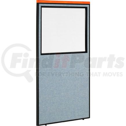 GLOBAL INDUSTRIAL 694671WBL Interion&#174; Deluxe Office Partition Panel with Partial Window, 36-1/4"W x 73-1/2"H, Blue