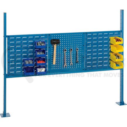 GLOBAL INDUSTRIAL 249717BL -  panel kit for 60"w bench, two 18"w louver, 18"w pegboard, rail, upright blue