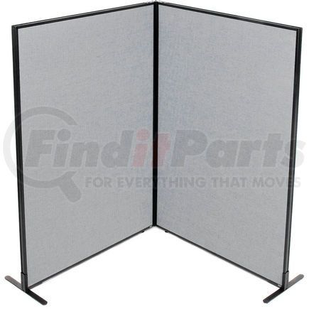 GLOBAL INDUSTRIAL 695032GY Interion&#174; Freestanding 2-Panel Corner Room Divider, 48-1/4"W x 72"H Panels, Gray