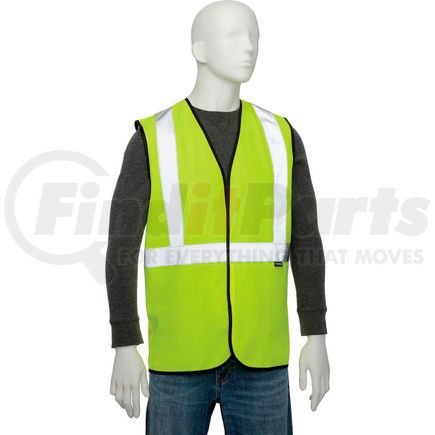 Global Industrial 695309 Global Industrial Class 2 Hi-Vis Safety Vest, 2" Reflective Strips, Solid, Lime, Size 2XL/3XL