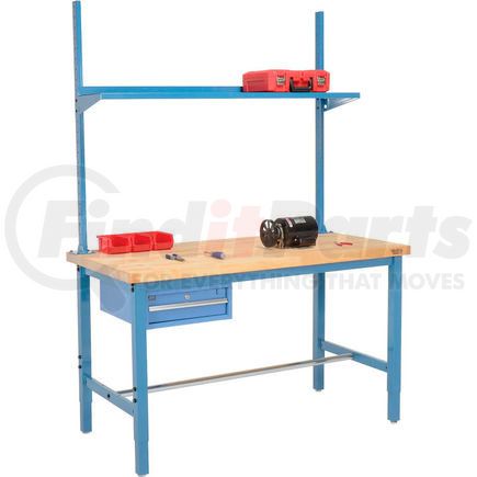 Global Industrial 319002BL Global Industrial&#153; 96x36 Production Workbench Birch Square Edge - Drawer, Upright & Shelf BL