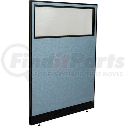 Global Industrial 694724WPBL Interion&#174; Office Partition Panel with Partial Window & Pass-Thru Cable, 48-1/4"W x 64"H, Blue