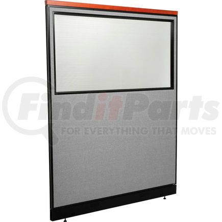 Global Industrial 694705WNGY Interion&#174; Deluxe Office Partition Panel w/Partial Window & Raceway 60-1/4"W x 77-1/2"H Gray