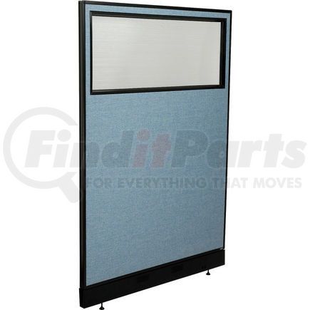 Global Industrial 694728WPBL Interion&#174; Office Partition Panel with Partial Window & Pass-Thru Cable, 48-1/4"W x 76"H, Blue