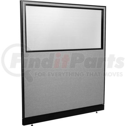 Global Industrial 694725WPGY Interion&#174; Office Partition Panel with Partial Window & Pass-Thru Cable, 60-1/4"W x 64"H, Gray