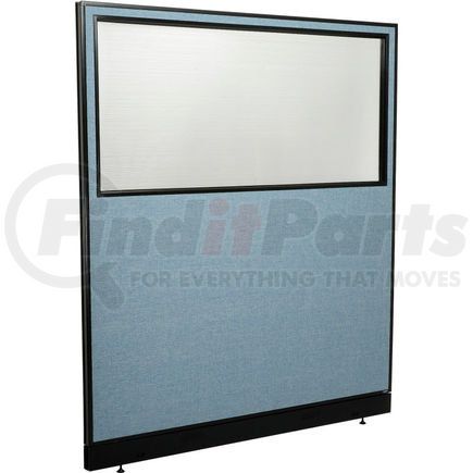 GLOBAL INDUSTRIAL 694693WNBL Interion&#174; Office Partition Panel with Partial Window & Raceway, 60-1/4"W x 64"H, Blue