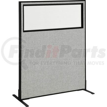 Global Industrial 694676WFGY Interion&#174; Freestanding Office Partition Panel with Partial Window, 48-1/4"W x 60"H, Gray