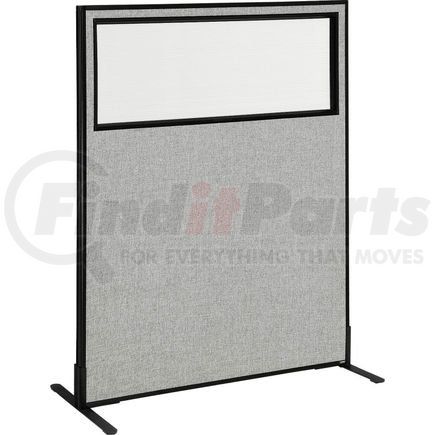 GLOBAL INDUSTRIAL 694676WFGY Interion&#174; Freestanding Office Partition Panel with Partial Window, 48-1/4"W x 60"H, Gray